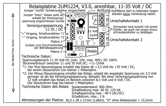 Miniatur-Relaisplatine "2UM1224" (anreihbar)