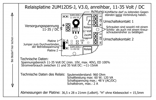 Miniatur-Relaisplatine "2UM12DS-J" (anreihbar)