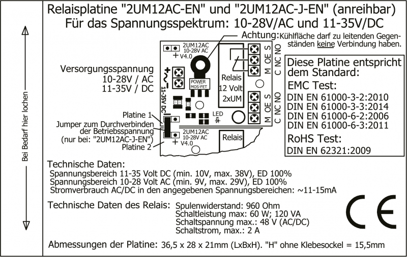 Miniatur-Relaisplatine "2UM12AC-EN", V4.0