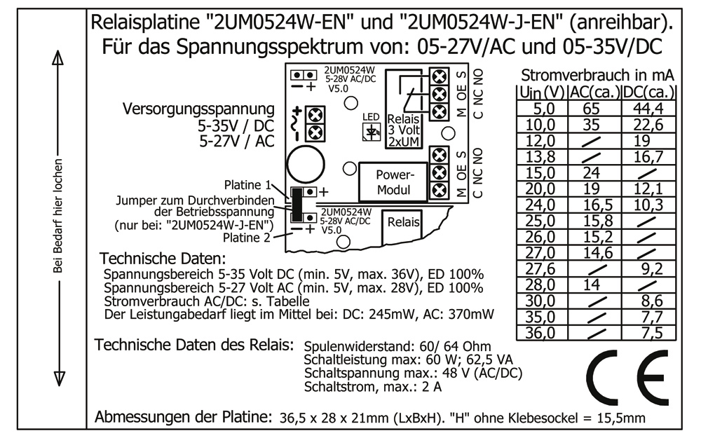 Miniatur-Relaisplatine "2UM0524W-EN", V5.0 – Bild 2
